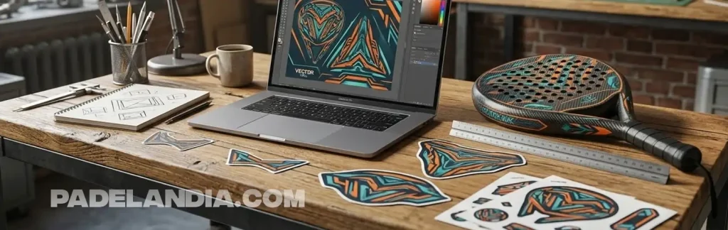 Diseño gráfico para paletas de pádel con tu logotipo y marca