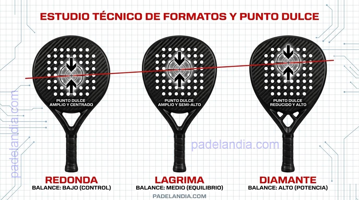 tipos de paletas de padel y sus respectivo balance y punto dulce
